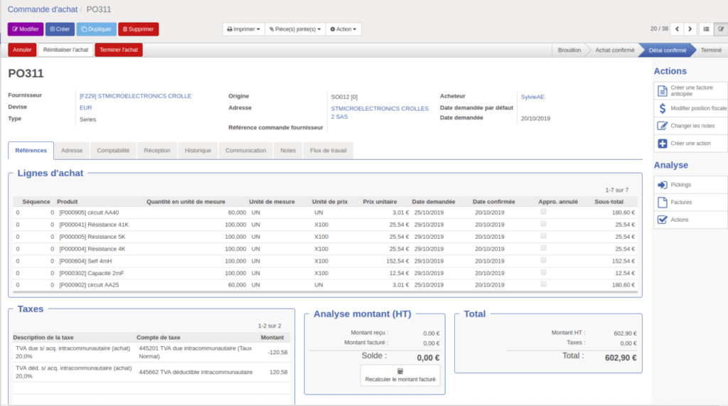 Construire processus achat avec une solution ERP Open prod